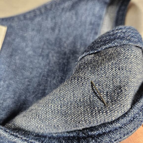 Vintage Denim Dress Womens 6 Nature Bear Cabin Embroidered Novelty Cottagecore - Picture 10 of 16